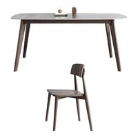 中伟岩板餐桌家用橡胶木小户型餐桌椅组合1.3m一桌四椅-灵芝椅 一桌+4椅-灵芝椅【意大利灰】