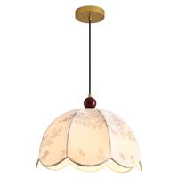 雷士 NVC法式中古餐厅布艺吊灯复古花纹卧室床头吊灯新中式禅意茶室房间灯