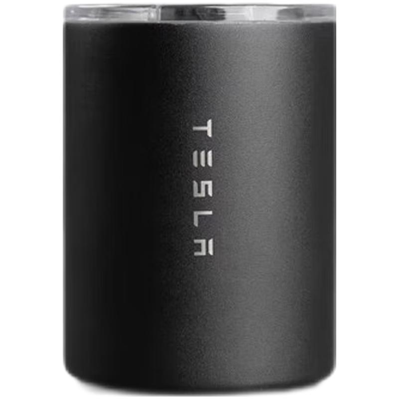 特斯拉（Tesla） TESLA 咖啡杯水杯双面不锈钢杯壁冷热两用防滑底高颜值 黑色