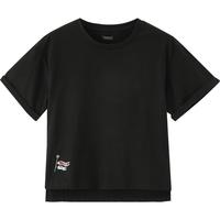 初语开叉短袖t恤女2024夏季设计感宽松显瘦短款白色上衣小衫 黑色8421801 S