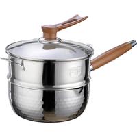 三四钢雪平锅奶锅316L不锈钢食品级煮泡面汤锅小型热牛奶辅食18cm 38124 【抗菌316L钢】无蒸笼 18cm 1.8L