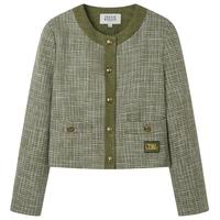 小熊粗花呢西装短外套小个子春季女小香风