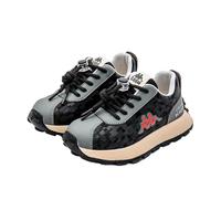 Kappa Kids背靠背卡帕童鞋秋季儿童时尚百搭跑步鞋轻便男 黑灰色 33