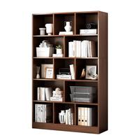 亿家达书架置物架落地整墙柜子实木色家用书柜一体靠墙客厅储物柜格子柜 柜门款 100*24*180cm原野橡木色