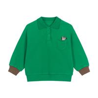 马·拉丁（M.Latin）/童装男女大小童卫衣24年春装趣味装饰polo领卫衣 翠绿 110cm