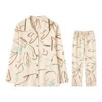 【100%棉家居服】经典翻领时尚纯棉长袖家居服套装女睡衣
