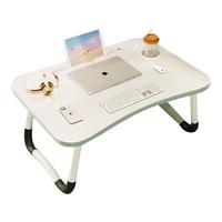 易漫床上桌学习桌电脑桌折叠桌小桌子大桌面宿舍寝室飘窗办公桌 白枫色+卡槽+杯托