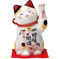 药师窑手工彩绘陶瓷招财猫摆件乔迁左手猫咪