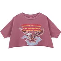 moussy 女装甜酷风老鹰印花宽松短款T恤女028HSQ90-0481 600波尔多红 均码