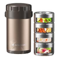 邦达316不锈钢保温桶多层便当盒送饭盆保温盒24小时保饭盒提锅 沙漠金 3层 2800ml