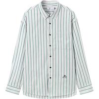 森马（Semir）永久联名长袖衬衫男秋季通勤不规则经典条纹纯棉上衣时尚印花 灰绿色调00324 180/96A/XL