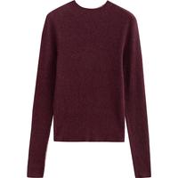 初语保暖半高领针织衫女2024年秋冬撞色拼接坑条上衣毛衣 藕粉色 常规 S