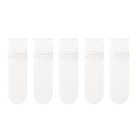 棉竹屋袜子女堆堆袜春夏款中筒莫代尔冰冰袜薄款月子无骨长筒袜5双 5奶白