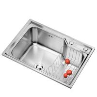 箭牌(ARROW) 厨房水槽单槽 304不锈钢厨房洗菜盆单槽 耐磨耐刮洗碗槽大单槽 拉丝耐磨耐刮-68*44+不含龙头