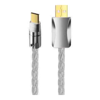 YYTCG纯银解码线A转C 方口转Type-C 方口音频线 DAC解码线/器 手机电脑平板接调音台解码功放连接线1米