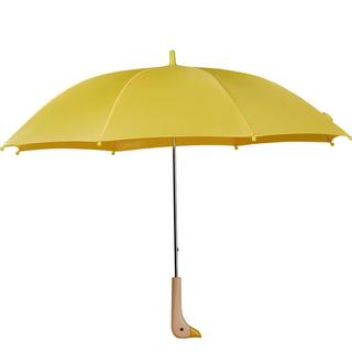 觅锐晴雨伞防夹手抗风直杆长柄儿童小黄鸭手柄 可爱鸭款 明黄色 8骨 【实木手柄】防夹手