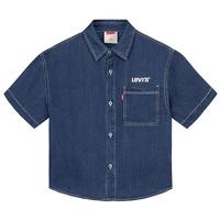 Levi's李维斯儿童牛仔衬衫短袖夏季经典水洗男童女童衬衣童装 圣得西蓝 140 /68 【身高128-140cm】