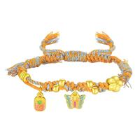 周大生黄金手链挂坠硬金珐琅串珠手绳 花香蝶舞 1.35g