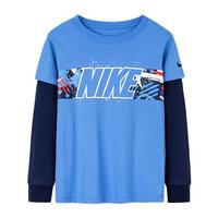 NIKE【假两件长T】耐克男童长袖T恤儿童T恤耐克童装拼接撞色百搭