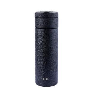 TDE316不锈钢保温杯大容量茶水分离水杯子机械温显泡茶水杯商务礼盒 黑色 500ml 机械表盘显温