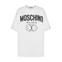 moschino莫斯奇诺春夏圆领短袖T恤女装白色double smiley图案休闲42