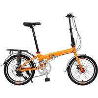 邦德富士达 折叠自行车男女式铝合金禧玛诺7级变速碟刹超轻迷你便携单车 芒果黄 20英寸