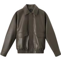 gxgjeansgxg.jeans男装2025年春季黑色翻领PU皮帅气机车夹克外套 咖色 M (170)