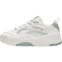 安踏波浪鞋板鞋女鞋小白鞋软底厚底增高潮流百搭复古运动鞋休闲鞋 象牙白/浅银灰-3 7(女38)