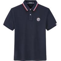 七匹狼【100%纯棉 穿久如新】短袖t恤男夏休闲舒适透气男装衣服上衣 102(深蓝) 180/96A/XXL