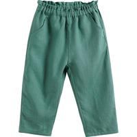 MARC&JANIE马克珍妮宝宝夏装 女童亚麻宽松休闲裤 儿童裤子210790 绿色 66