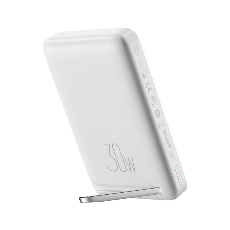  Berf Qi2磁吸无线快充 充电宝 机翼支架  冰霜白 10000mAh