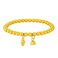 老庙黄金手链足金两世欢手串传承古法小金珠婚嫁三金 硬金两世欢约：3.3g