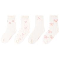 YeeHoO英氏4双装儿童袜子轻薄网眼赛络纺女童袜女孩中筒短袜公主网眼防滑袜 混色-花朵款 4双 L (9-12岁脚长20-22CM)