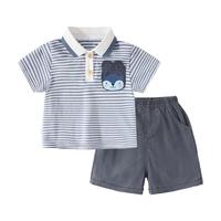 赢一贝(Yingyibei)男童套装夏季男宝短袖衣服夏款小男孩儿童童装洋气一岁男宝宝夏装 条纹 90