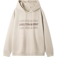 森马 Semir卫衣男校园风宽松抽绳连帽上衣春季时尚字母刺绣插肩袖装 贝壳卡50242 180/96A/XL