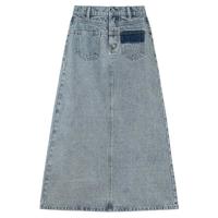 BASIC HOUSE/百家好水洗牛仔半身裙女2024春季包臀高腰a字裙 牛仔蓝 M