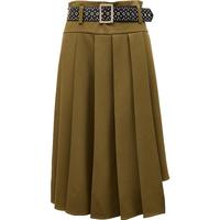 VEROMODA半身裙24秋百褶铆钉装饰腰带不规则半身裙324416015 深榄绿色 175/76A/XL