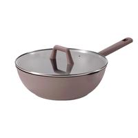 卡罗特不粘锅煎锅家用平底炒锅炒菜锅燃气灶电磁炉锅不沾28cm 紫色炒锅 28cm