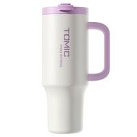 特美刻(TOMIC)巨无霸吸管保温杯大容量316不锈钢水杯女桌面办公车载冰霸杯 紫色 1200ml