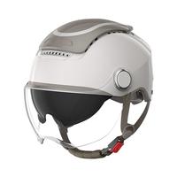 两只小蜜蜂3C认证电动车头盔摩托车四季通用半盔防晒防雾双镜0感天窗男女通用电瓶车头盔TK47升级MIPS卡其色