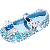 斯纳菲女童皮鞋春秋爱莎公主鞋儿童水晶鞋中大童演出鞋软底鞋冰雪蓝26 冰雪爱莎蓝 26 (脚长15.7cm)