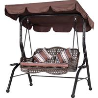 紫叶户外秋千藤椅室内吊椅庭院花园吊床摇椅阳台吊篮宿舍室外成人秋千 冰咖啡藤棕色-双人位【含坐垫抱枕】