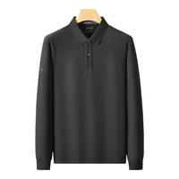 JEEP SPIRIT吉普polo衫男长袖春秋T恤休闲商务翻领男装上衣打底衫 黑色 3XL