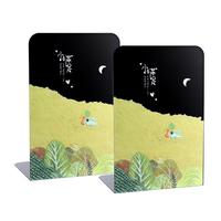 少年伴 书立架 文具书本收纳桌上金属书架书夹固定书本可爱儿童简易课桌分隔器 L型/黄色小满足/2片装 加厚升级款-黄色小满足/2片装