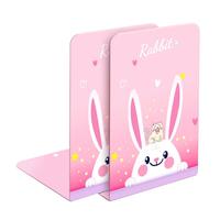 少年伴x思学 书立架 开学必备文具书本收纳金属书架固定书本可爱儿童简易用课桌分隔L型 长耳兔2片装 长耳兔/2片装