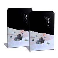 少年伴 书立架 文具书本收纳桌上金属书架书夹固定书本可爱儿童简易课桌分隔器 L型/粉色小满足/2片装 加厚升级款-粉色小满足/2片装