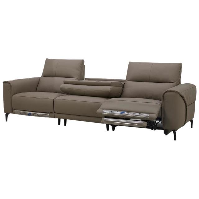 大件超省：乐至宝 真皮零靠墙功能沙发 677咖 大三人双电动 2.75m