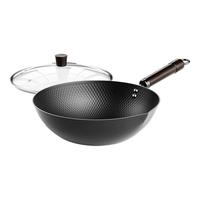 臻古朴 极铁锅 炒锅 钢化盖+免开锅 32cm