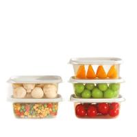 炊大皇 冰箱保鲜盒 食品级可微波炉 可冷藏保鲜收纳盒密封盒5件套500ml 长方形 小号 500ml*5