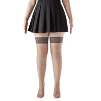 大码长筒丝袜女夏季薄款防勾丝半截胖mm粗腿蕾丝防滑中高筒过膝袜